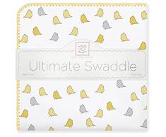 SwaddleDesigns Manta Envolvente Ultimate Elefantes plata sobre color pastel deslavado deco Franela de Algod/ón de calidad superior Azul claro