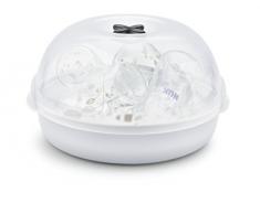 NUK 10256444 Micro Express Plus Microondas Vapor de vaporisator, para hasta 4 botellas de accesorios, Rápido, efectivo y fondo, color blanco