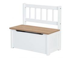 roba Banco de baúl infantil Woody – Baúl de juguete en madera natural y lacado blanco – Banco infantil con freno de tapa y superficie revestida
