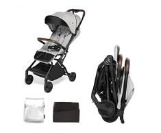 skiddoü silla de paseo para niño plegable Espoo silla de paseo plegable ligera y plegable con una sola mano estructura de aluminio, silla de viaje pequeña, tamaño pequeño, compacta, Gris claro