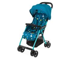 Chicco OHlalà 3 Silla de Paseo Ultraligera desde 0 Meses hasta 15 kg, Cochecito Reclinable y Plegable con Cesta Grande, Cierre Compacto, Protector de Lluvia y Capota Plegable - Azul (Sloth in Space)