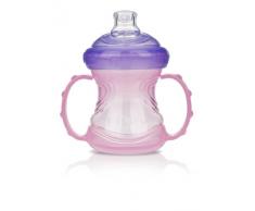 Nuby ID9895 - Taza 4 en 1 con asas desmontables y boquilla anti goteo, 240 ml, color rosa