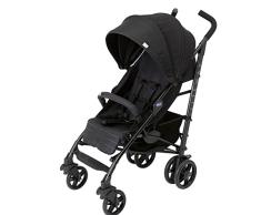 Chicco Silla de Paseo Liteway 4, Chasis de Aluminio Ligero, De 0 a 22Kg, Límite de Peso 25Kg, Manillas Acolchadas, Respaldo en 4 Posiciones, Reposapiernas, Capota XL Ajustable, Negro (Jet Black)