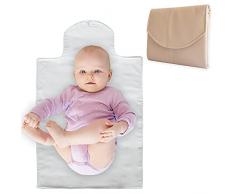 Duffi Baby Cambiador Bebe Portatil Polipiel. Plegable Bebes Recien Nacidos. De Viaje Impermeable Acolchado Suave. Pañales De Paseo. Circulos, color Beige, pequeño