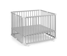 Geuther Playpen Lucilee - Casual Lugar de lugar, TÜV probado de madera en gris claro, Decoración: Gris, Tamaño: 90 cm x 97 cm