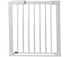 Safety 1st Flat Step puerta metálica de seguridad para niños, para puertas y escaleras, tamaño 73-80 cm, fácil de instalar sin perforar la pared, las extensiones se venden por separado, color blanco