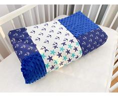 Kospu Manta de bebé manta de peluche manta de patchwork manta de juego manta de cochecito hecha de 100% algodón (80 x 120 cm). Súper suave y esponjosa manta favorita de peluche para tu bebé