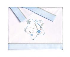 Pekebaby COELLO AZUL - Tríptico sábanas algodón minicuna (50 x 80 cm)