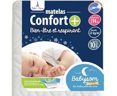 Babysom - Colchón Cuna Bebé Confort+ - 60 x 120 cm - Altura 14 cm - Antiasfixia - Transpirable - Reglaje Térmico - Desenfundable - Garantía 10 años