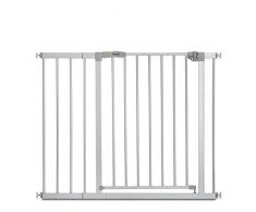 Hauck Stop N Safe 2 puerta de seguridad incluido extensión de 21cm, puerta de seguridad para escaleras, 96 – 101 cm, ampliación con extensiones a 122cm, con apertura a ambos lados, hierro, plata