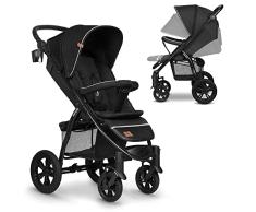 LIONELO Annet Tour Silla de paseo, bebe carro, hasta 22 kg, ajuste del respaldo a la posición tumbada, ruedas sin mantenimiento, capota impermeable XXL, cinturones de 5 puntos (negro)