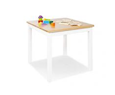 Pinolino Mesa infantil de madera maciza fenna, altura 51 cm para 2 a 7 años, lacado blanco y transparente