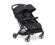 hauck Swift X Duo Carro Gemelar, Silla de Paseo Gemelar Superligera, Coche Paseo Gemelar hasta 36 kg, Plegado Compacto, Respaldos y Reposapiés Reclinables, Negro