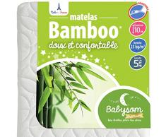 Babysom - Colchón Cuna Bebé Bambú | 60x120 cm | Natural | Altura 10 cm | Antiácaros | Antiasfixia | Transpirable | Reglaje Térmico | Desenfundable