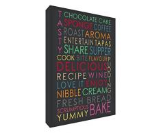 Feel Good Art Gallery Wrapped cocina caja lienzo con sólido Panel frontal (30 x 20 x 4 cm, pequeño, negro/multicolor)