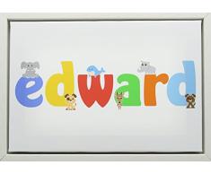 Little Helper Feel Good Art enmarcado lienzo con caja madera Surround en diseño de Ilustrativos (34 x 24 x 3 cm, tamaño pequeño), Edward