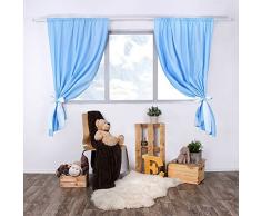 Cortinas infantiles Lulando M00007912 con dos lazos como decoración azul White Dots/Blue