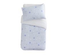 PMP-Juego de cama funda nórdica y funda de almohada, diseño de estrellas, color azul, 100 x 140 cm