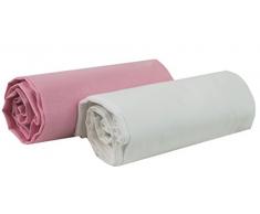 Juego de 2 sábanas bajeras para maxicuna de 70 x 140 cm, color rosa/blanco, fabricado en España