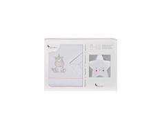 Interbaby - Sábanas cuna unicornio blanco y rosa con lámpara estrella, unisex