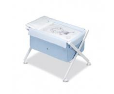 Pirulos Globo - Minicuna plegable tijera lino, 68 x 90 x71 cm, color blanco y azul