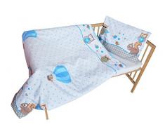 cosing 332 - 019 - 166 Juego de ropa de cama infantil algodón 2 piezas - Búho con ardilla, color azul