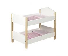 roba Litera Gemela de Muñecas de Madera Scarlett - Litera para Muñecas Gemelas + 2 Mantas + 2 Cojines - Separable en 2 Camas - a partir de 3 años - Blanco / Natural