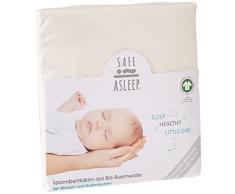 roba Sábana Bajera Ajustable para Cuna de Bebé Extensible - 40 x 90 cm a 45 x 90 cm - safe asleep® - Algodón Jersey - Blanco Canadiense