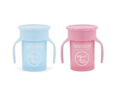Twistshake 360 Cup Vaso Antiderrames Entrenamiento con Asas Sin BPA, 6+ Meses, Azul Pastel ómicas Vasos con Boquilla, Taza de Aprendizaje, Sin BPA, 6+ Meses, Rosa Pastel