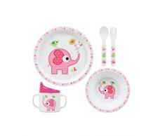 Kiokids C/V Set Vajilla Elefante 5 Piezas - Juegos de vajilla, niñas
