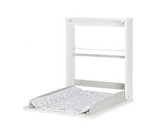 Badabulle Cambiador de Pared Plouf, Plegable y Compacto 57 x 75 x 13 cm, Fácil de Instalar, Colchoneta y Almacenaje Integrados, Hasta 11 kg