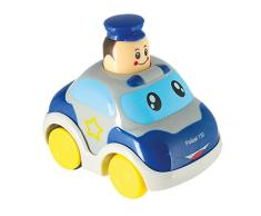BIECO Drück & Los Flitzer Policía | Coche de Juguete con Mecanismo de tracción hacia Abajo por la Cabeza | Coche de Juguete a Partir de 6 Meses | Bebé y niños pequeños | Coche de 1 año | Retráctil