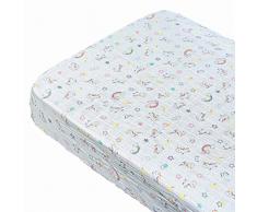 Picci - Juego de cubrecolchón para cuna, diseño de unicornios y estrellas, con corazones, 300 g