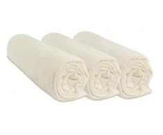 Easy Dort - Juego de 3 sábanas bajeras, de algodón, para Cuna de 50 x 100 cm, Crudo Natural