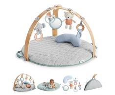 Ingenuity 12126 - Gimnasio de actividades cozy spot, alfombra reversible, arco de juego de madera con juguetes, 0+ meses, unisex