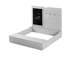 roba Arenero Infantil con Tapa - Madera Maciza - Incluye Tablero de Escritura y 3 Ganchos - Juguetes de Jardín para Niñas y Niños - Gris