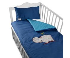 ToTs by Smartrike 280-201 Joy - Juego de Funda nórdica y Funda de Almohada (100% algodón Satinado, 100 x 135 cm y 1 Funda de Almohada de 60 x 40 cm), Color Azul