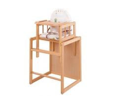 Trona Combi roba, trona con bandeja transformable en silla y mesa independientes, trona infantil en madera natural, asiento tapizado en diseño Woodland marriage
