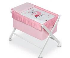 Pirulos 28912314 - Vestidura minicuna, diseño love friends, algodón, color blanco y rosa