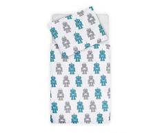 Jollein - Funda de edredón y funda de almohada, funda de edredón y funda de almohada (120 x 150 cm), diseño de robot