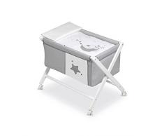 Pirulos 28200514 - Minicuna plegable tijera natural, diseño luna, 68 x 90 x71 cm, color blanco y gris