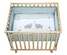 roba-kids Parque de Madera Maciza en Acabado Natural, diseño Jumbotwins, Parque Infantil 75x100 cm, Segura Superficie de Juegos con Suelo y Protector Lateral Acolchado, Ruedas Incluidas.