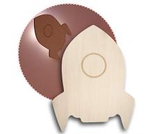 Reer Lumilu 52157 Silhouette Light Rocket - Lámpara de pared con forma de cohete, ideal como regalo de bautizo, regalo de cumpleaños para niños y niñas, color marrón