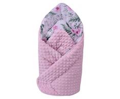 Minky - Manta para Envolver al bebé, 100% algodón, 75 x 75 cm, Saco de Dormir, Doble Cara, Suave, Multifuncional, antialérgico, para bebés (Flores con Rosa Claro)
