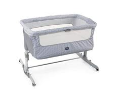 Chicco Next2Me Dream Cuna de Colecho para Bebé con Colchón, Función de Mecedora, Lateral Abatible, Altura Ajustable, Panel de Malla, Ruedas y Bolsa de Viaje 0-6 meses, 9 kg, Color Gris (Silver)