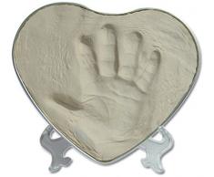 Xplorys Happy Hands - Set de modelaje, diseño de corazón, color plateado - Set de modelado e impresión para huellas de mano y pie Plata, Manualidades Su primer juguete