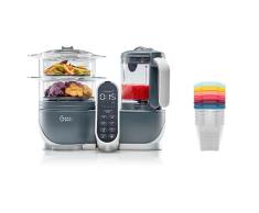 Babymoov Nutribaby(+) Gris + Set de 6 Babybols 250ml - Robot de cocina multifunción 6 en 1 - Cocina al vapor - Batidora - Cocina varios comidas al mismo tiempo