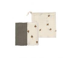 LÄSSIG manta para bebé paño de muselina juego de 2 algodón 60 x 60 cm/Swaddle & Burp Blanket M taupe