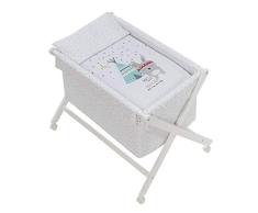 Interbaby 92082-09 - Minicuna de Madera con Textil Tipi Oso Blanco, unisex