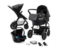 Kinderkraft MOOV, Carrito Bebé, 3 en 1, Capazo, Silla Paseo, Silla Coche, Negro